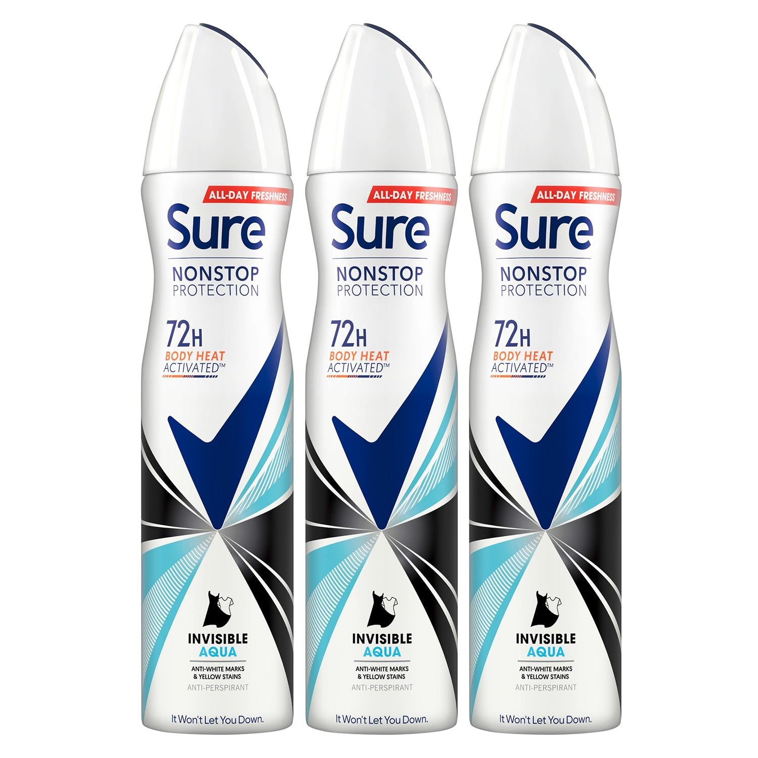 Women Anti-perspirant 72h Nonstop Protection Invisible Aqua Deo, 3pk, 250ml | 3