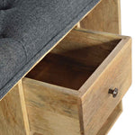 Solid Wood Black Tweed 1 Drawer Bench