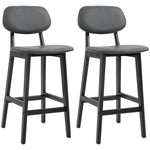 Breakfast Bar Stools Set W/ Pu Leather Wood | Dark Gray