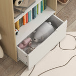 Kids Bookshelf With 3 Shelves, Drawer, Anti-tip Device, For Kids Room