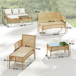3 Piece Rattan Garden Furniture Set With Cushions | Natural