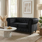 Chesterfield Scroll Arm Velvet Sofa 2 Seater | Black