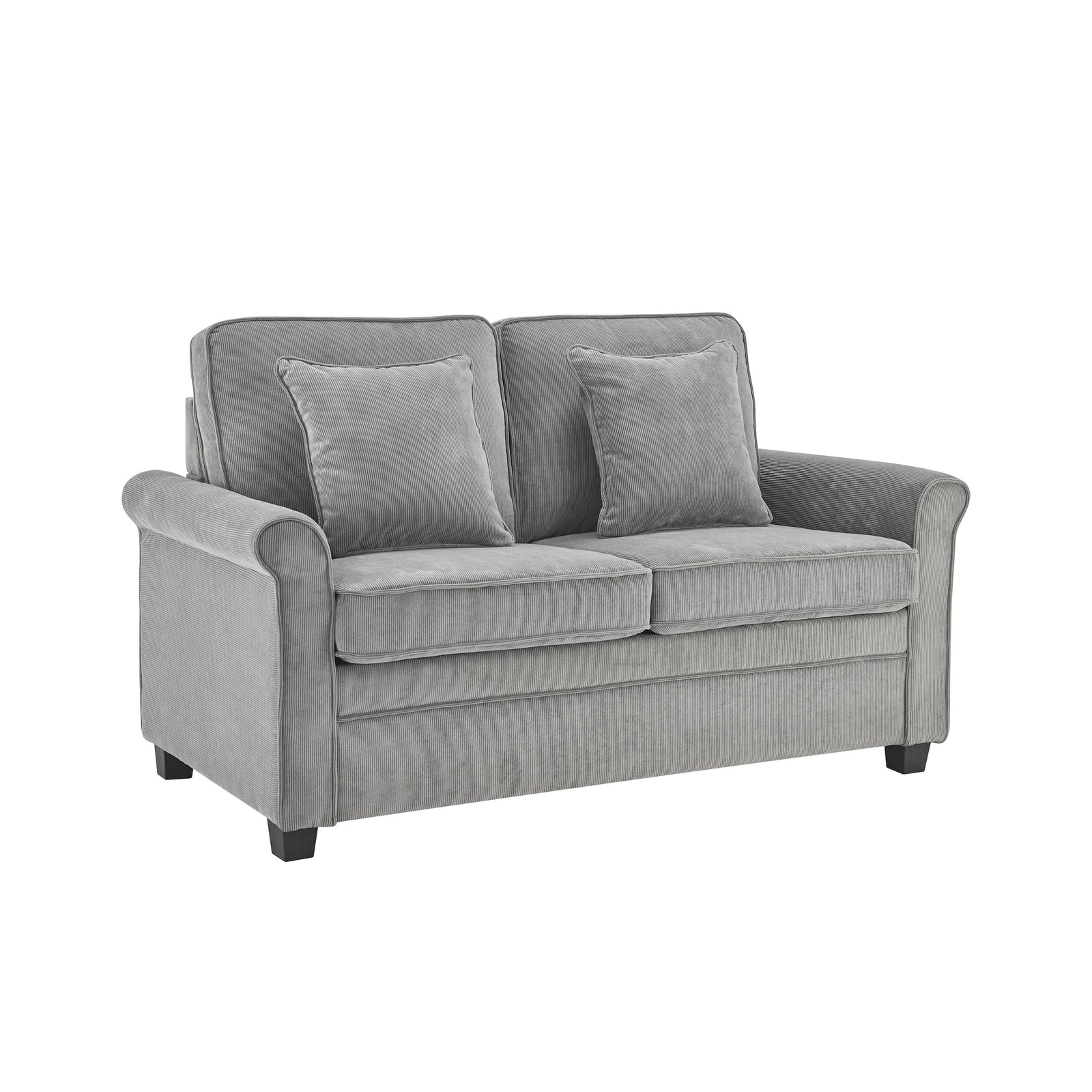 Corduroy Fold Out Mattress Sofa Bed - 2 Seater | Grey
