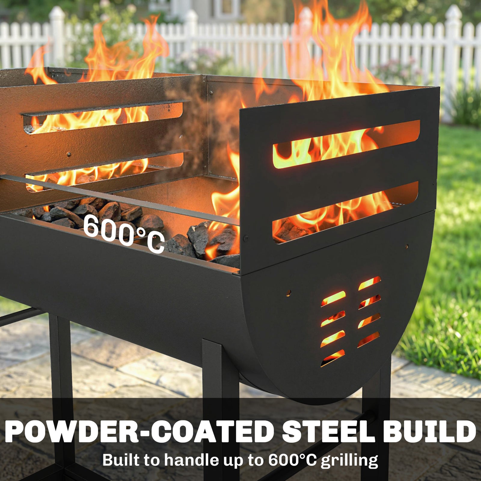 Outsunny Charcoal Barbecue Grill With 2 Cooking Areas, Wheels