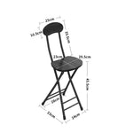 2 Pieces Compact Wooden Folding Chair With Metal Legs | Set of 2 | Black