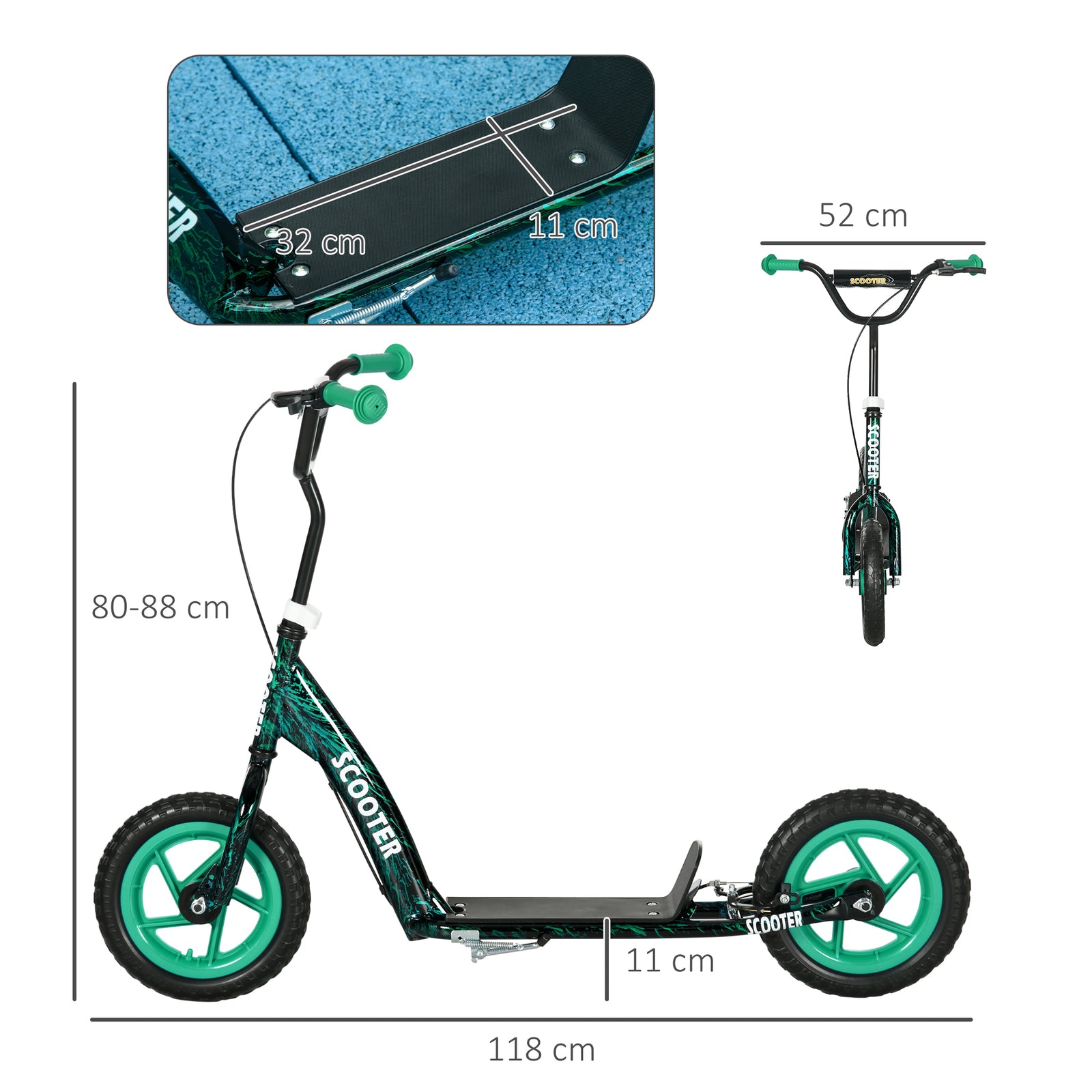 Kids Scooter With Adjustable Handlebar, Kick Scooter | Green