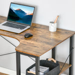L Shaped Desk, 2 Shelves, Steel Frame