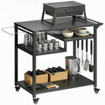 Outsunny Outdoor Grill Cart, Movable Food Prep Table On Wheels, Black