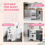 Step Stool, Adjustable Standing Platform, Toddler Kitchen Stool | White