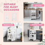 Step Stool, Adjustable Standing Platform, Toddler Kitchen Stool | White