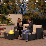 5 Piece Rattan Set With Gas Fire Pit | Black
