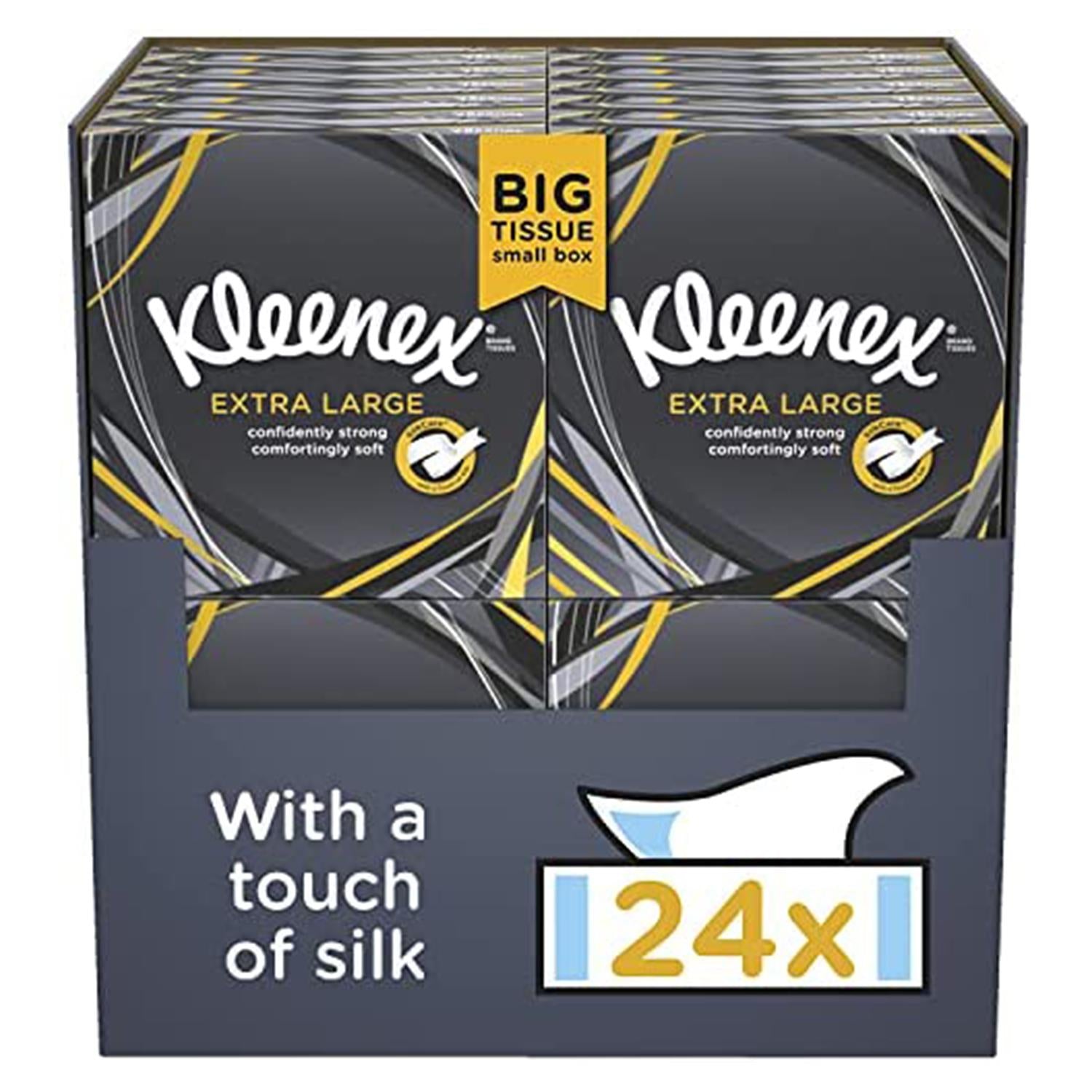 Extra Large Compact Facial Tissues 24 Boxes, 44 Tissues Per Box