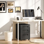 Lockable Mobile Filing Cabinet W/ 3 Drawers | Large | Black