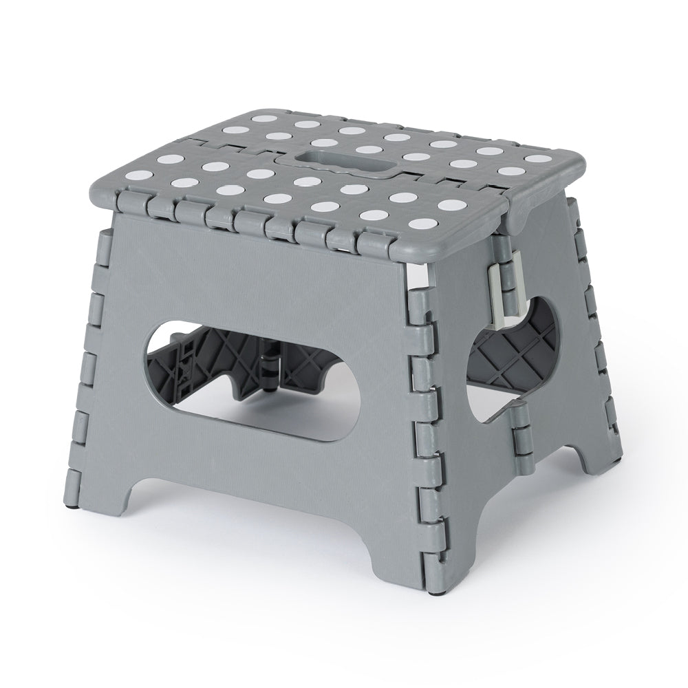 Compact Folding Step Stool With Non-slip Surface | Grey