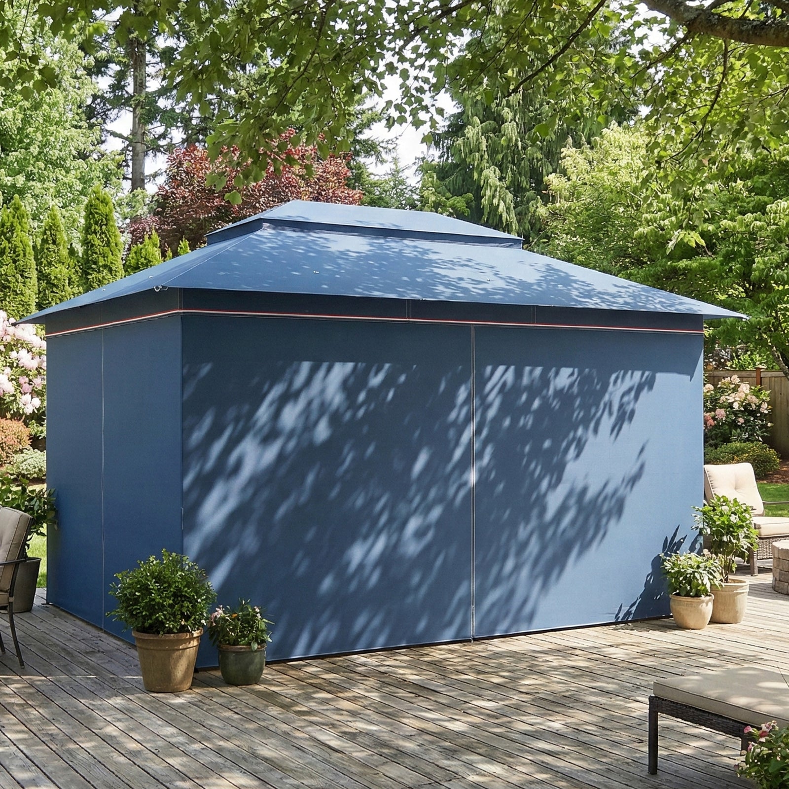 3 X 4 M Outdoor Garden Gazebo With Upf50+ Double roof | Dark Blue