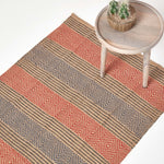Multicolour Striped Jute Rug | 150cm x 240cm | Orange