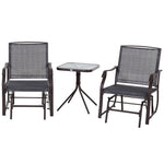 3 Pcs Outdoor Sling Fabric Rocking Glider Chair W/ Table Set