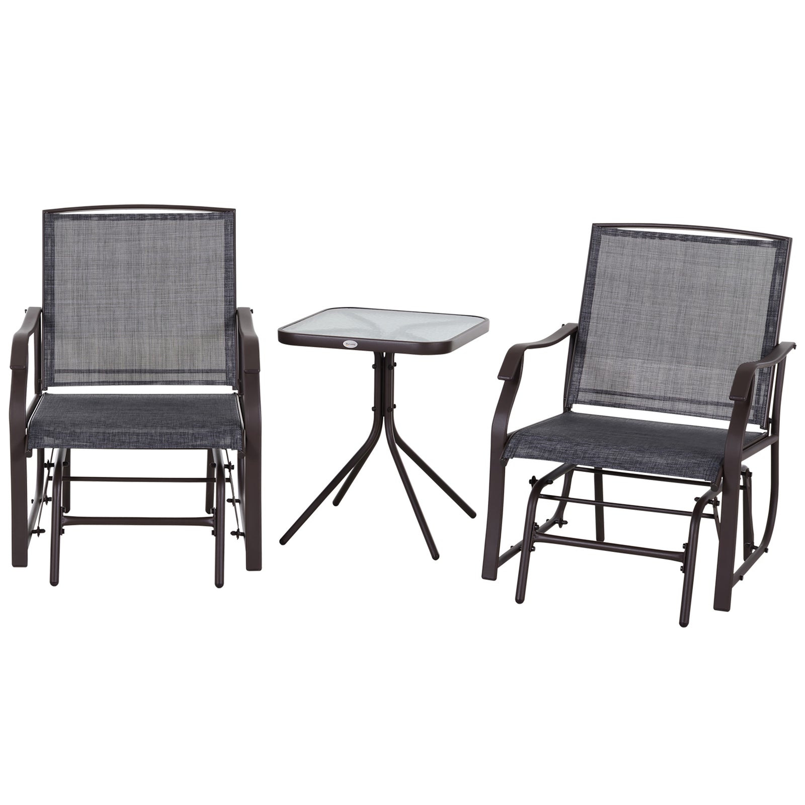 3 Pcs Outdoor Sling Fabric Rocking Glider Chair W/ Table Set