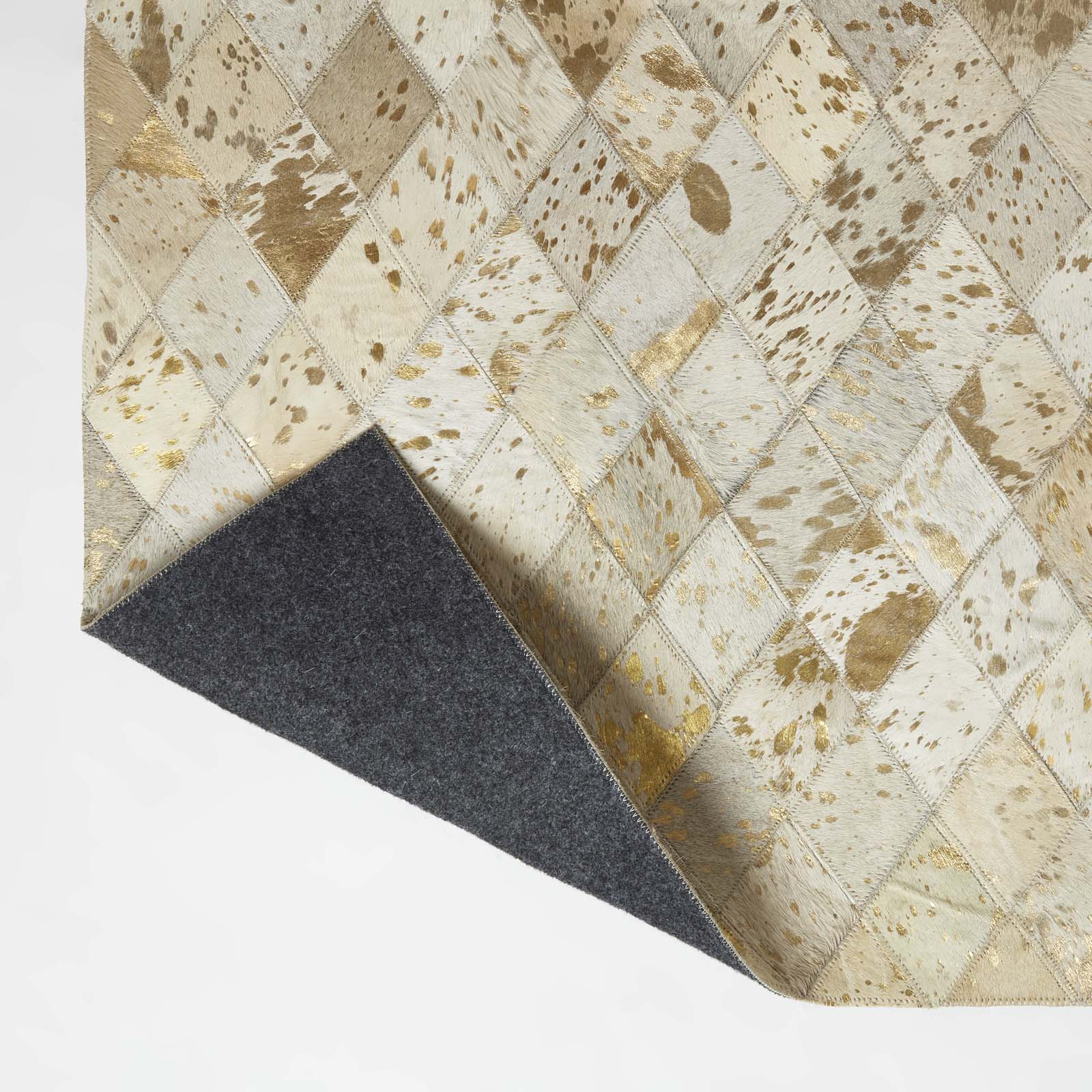 Geometric Leather Rug, 90 X 150 Cm | 150cm x 95cm | Grey