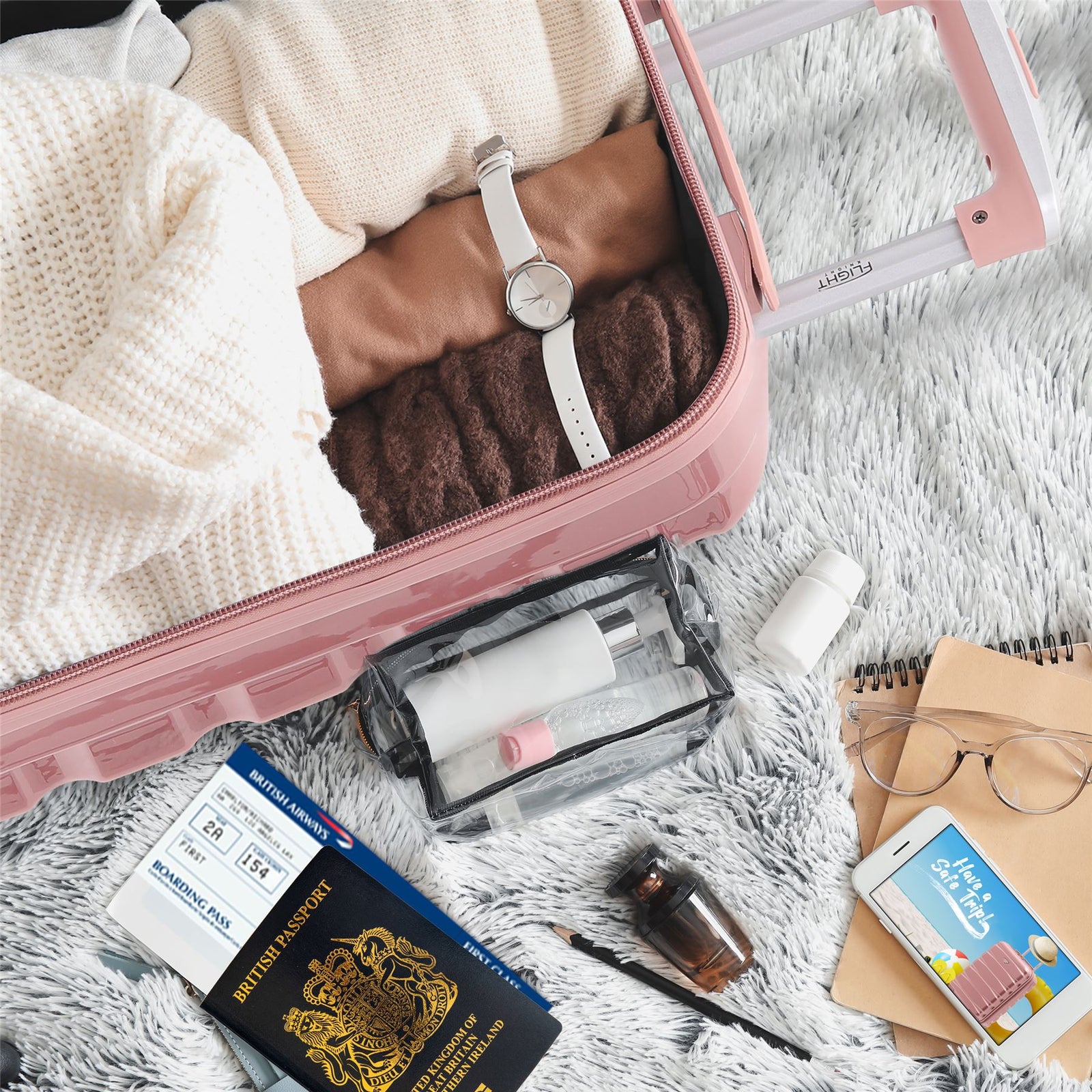 29" Large Suitcase Check-in Hold Luggage Hard Shell 4 Wheels Tsa Lock | Large | Rose Gold