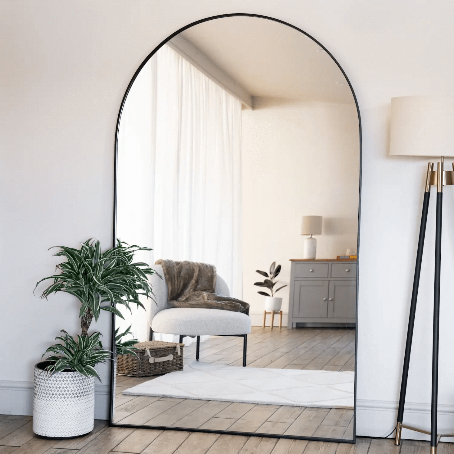 Akiko - Black Metal Arched Mirror | 180cm X 105cm