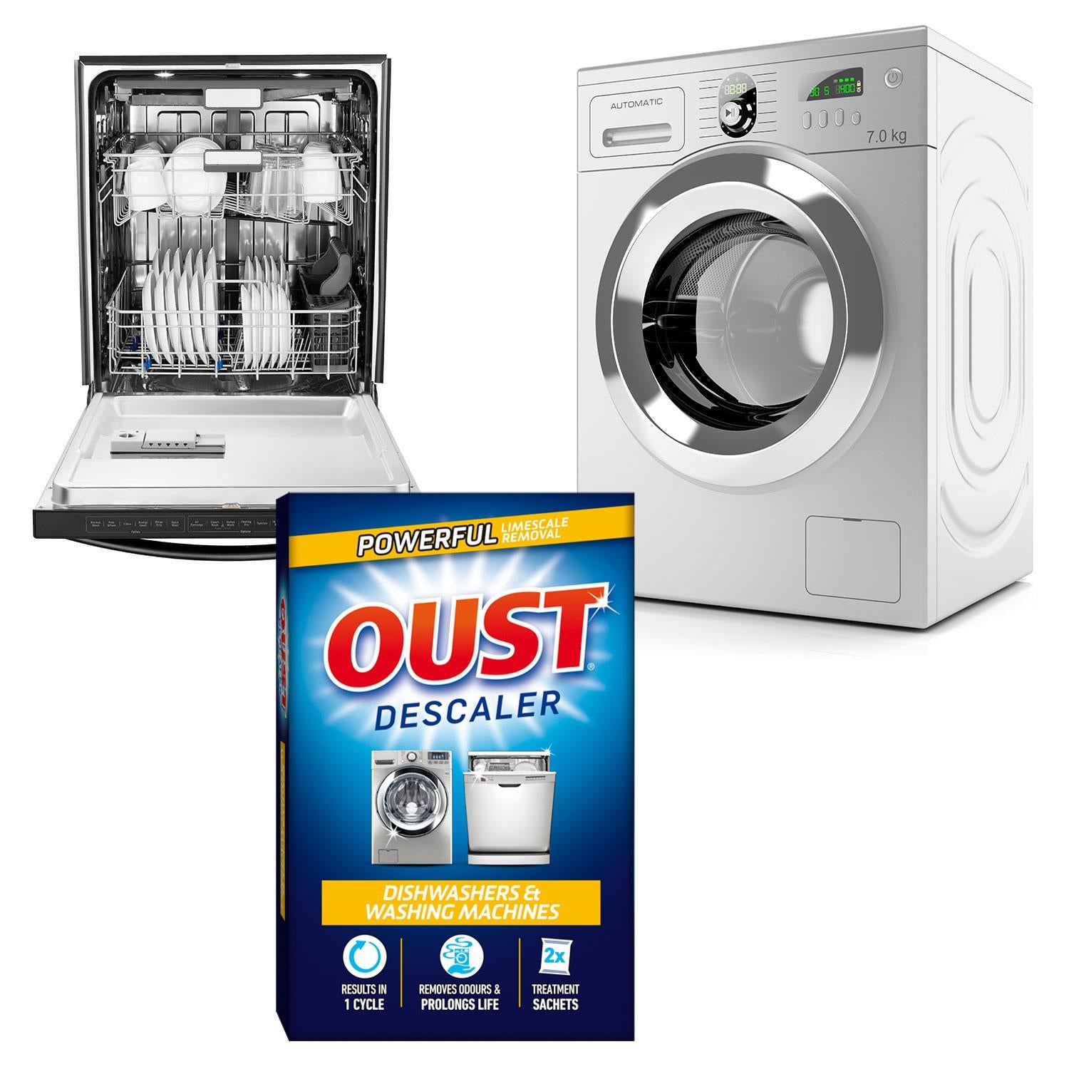 Oust Dishwasher & Washing Machine Deep Cleaning Descaler, 2sachets