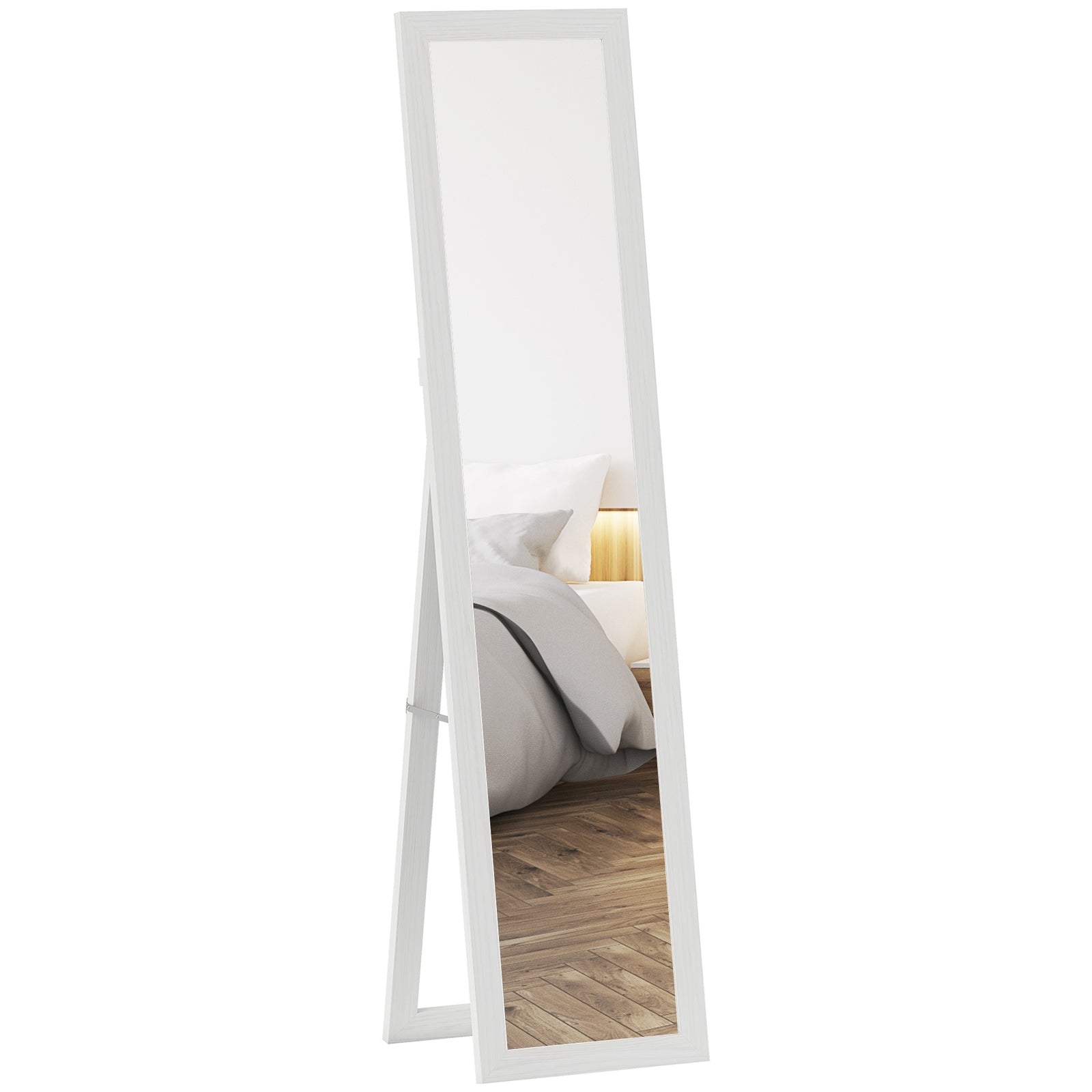 37 X 157 Cm Full Length Mirror With Frame For Bedroom | White