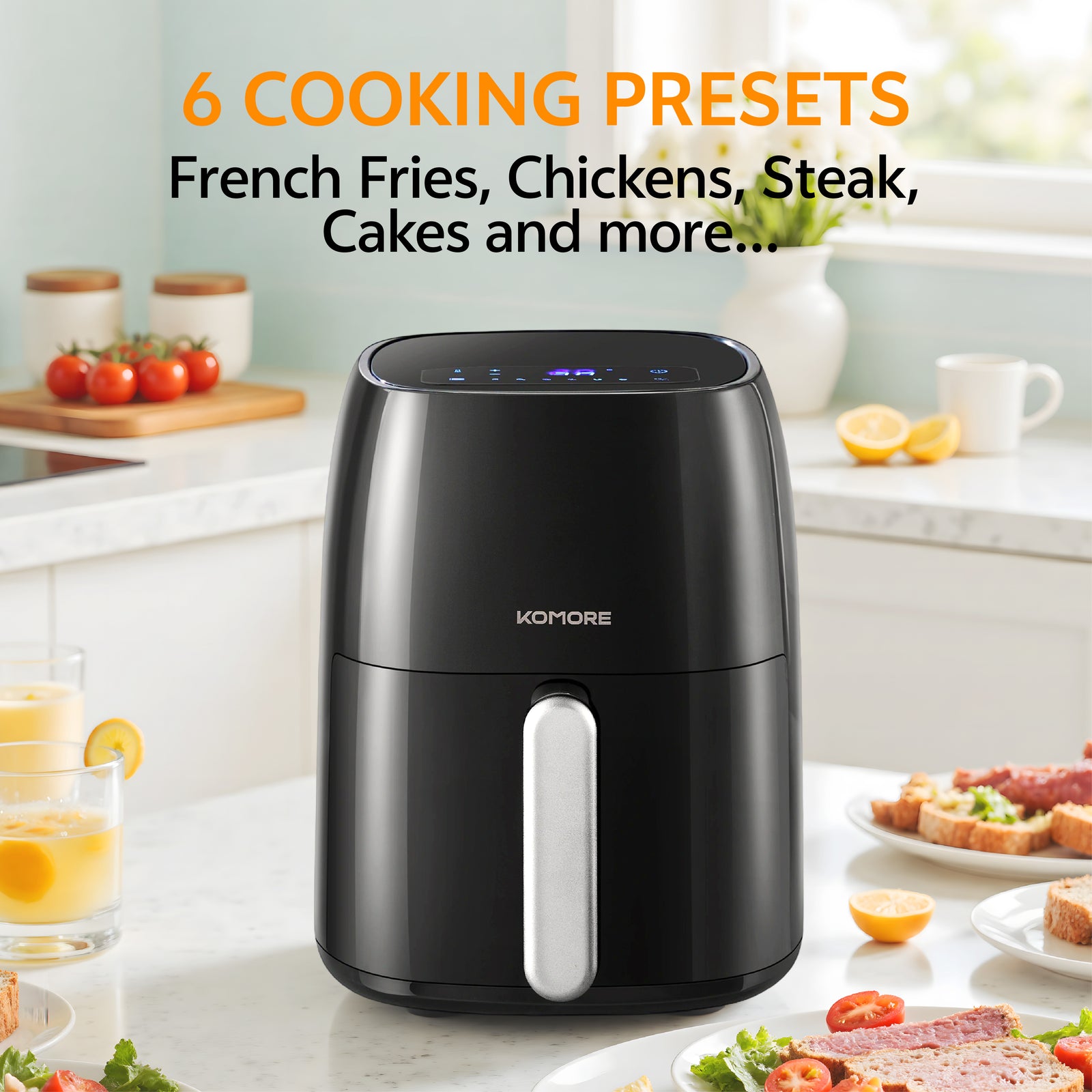 4.2l Air Fryer With Smart Touch Screen 6 Preset Cooking Modes, Non-stick Inner Pot, Overheat Protection