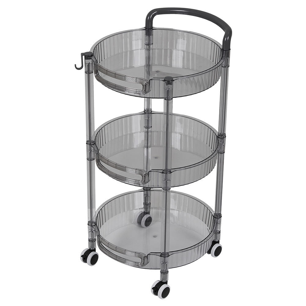 3-tier Multifunction Floor-standing Plastic Round Storage Cart Organizer Rack