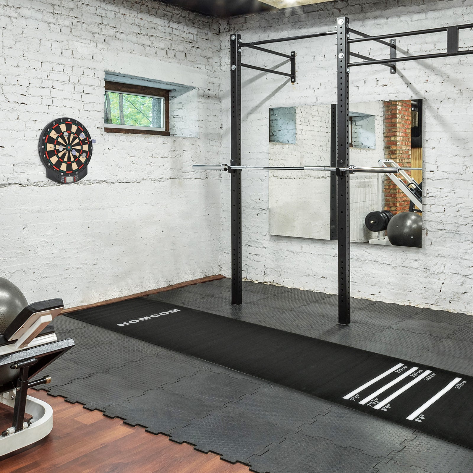 Darts Rubber Mat With 4 Throwing Distances, Black