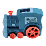 Blue Creative Automatic Domino Laying Train Toy With Light For Children