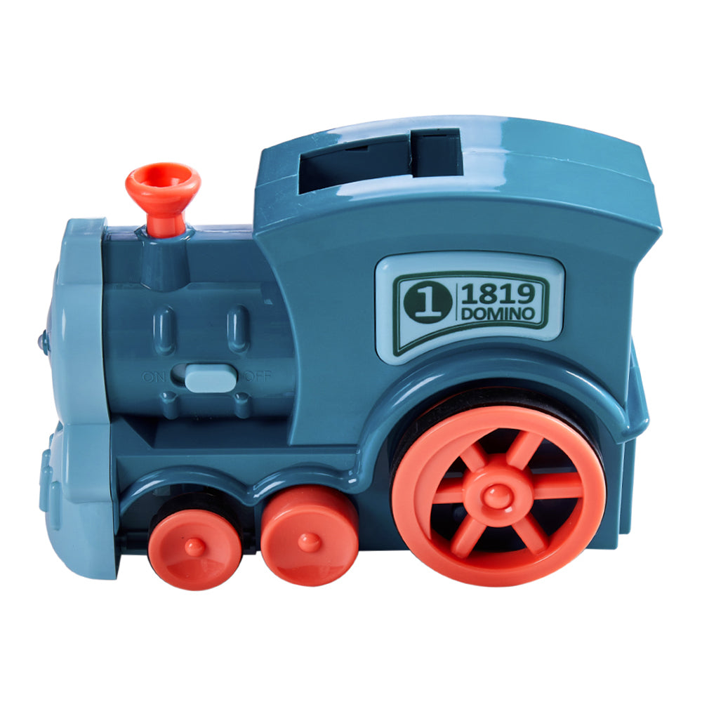 Blue Creative Automatic Domino Laying Train Toy With Light For Children