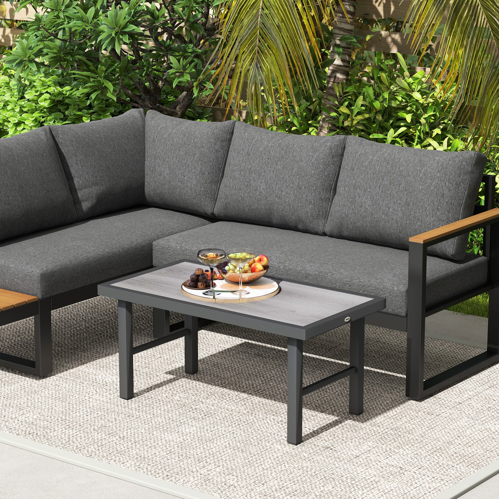 Garden Coffee Table W/ Spc Woodgrain Tabletop | Gray