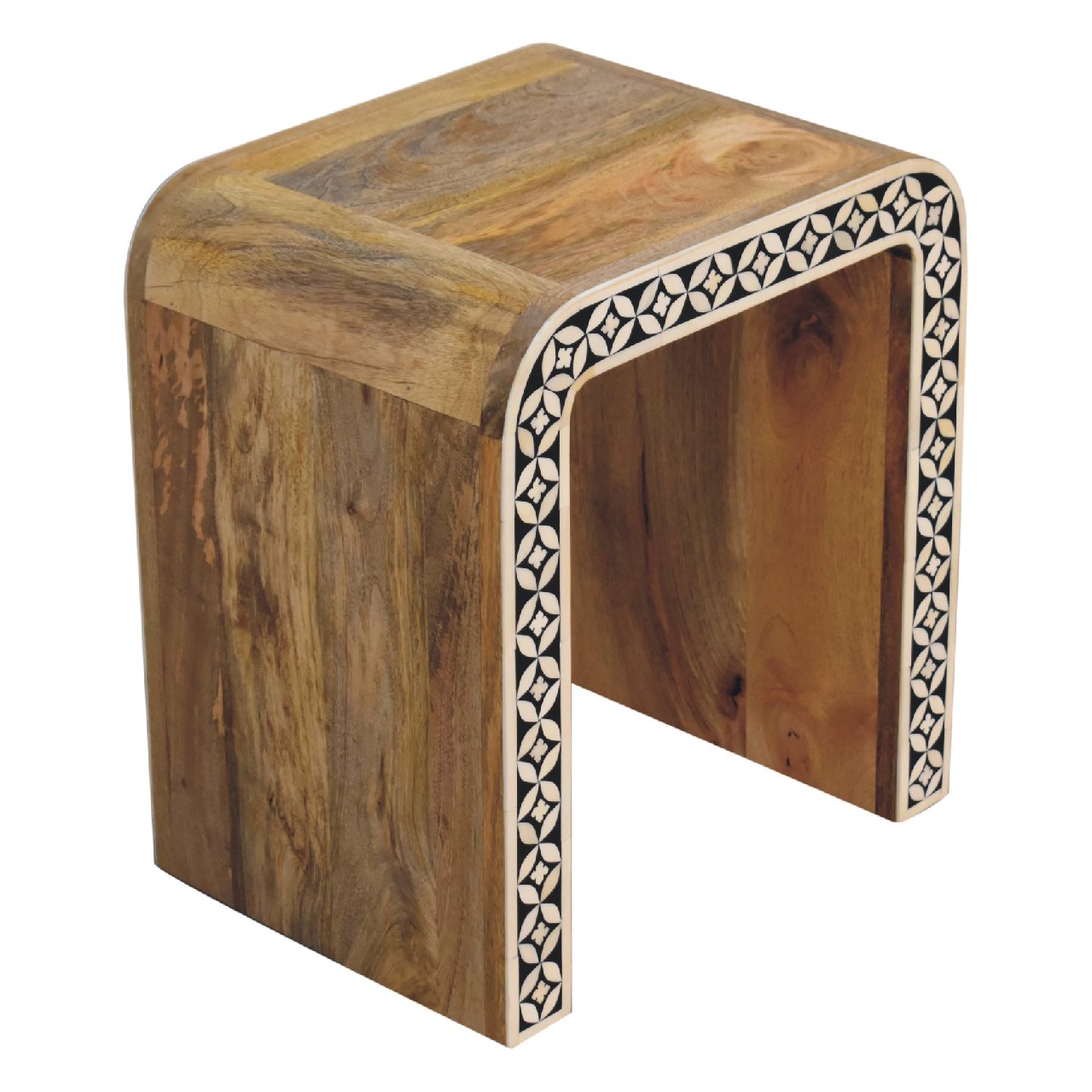 Solid Mango Wood Edessa Bone Inlay End Table