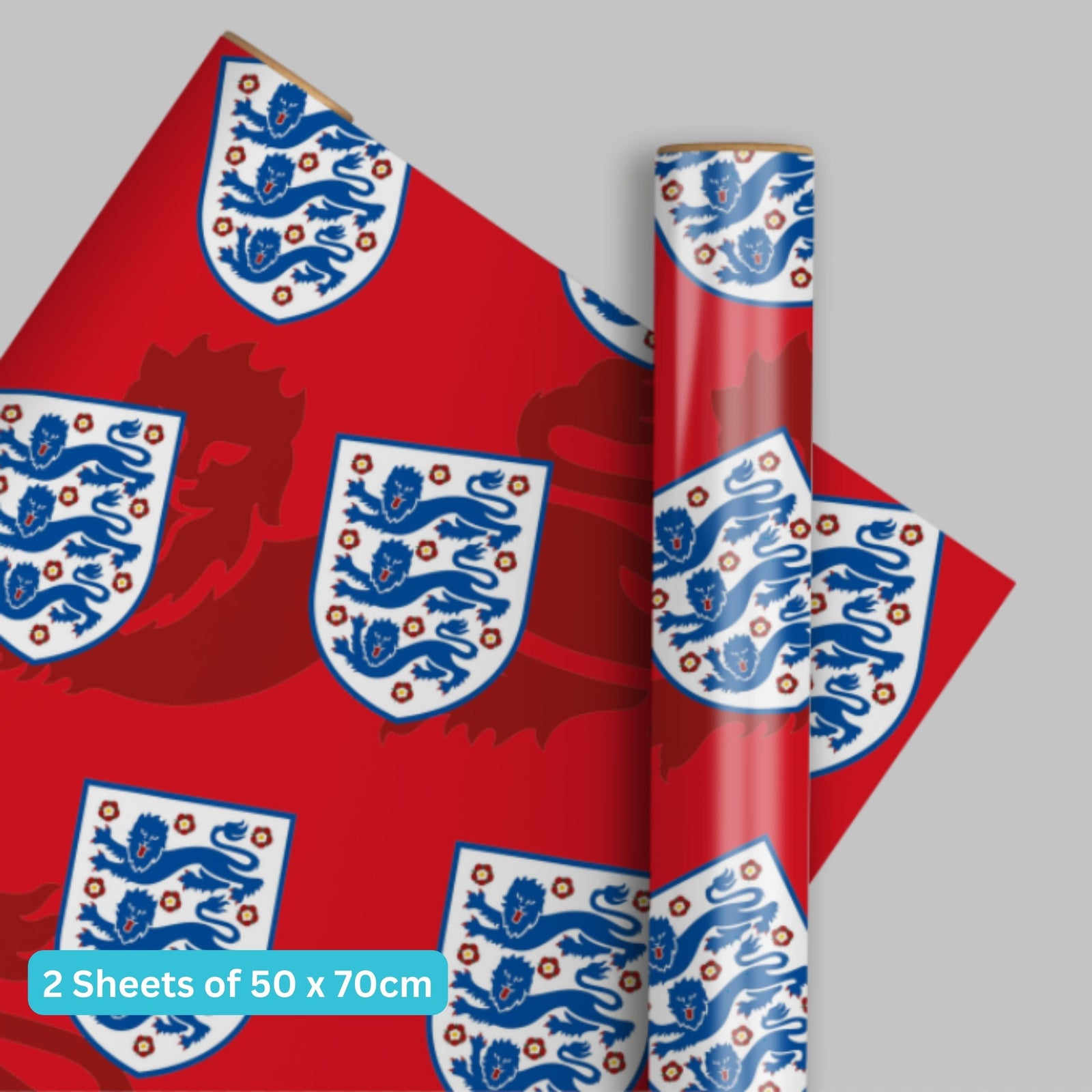 England FA Gift Wrap, 2 Sheet 2 Tag, Official Product