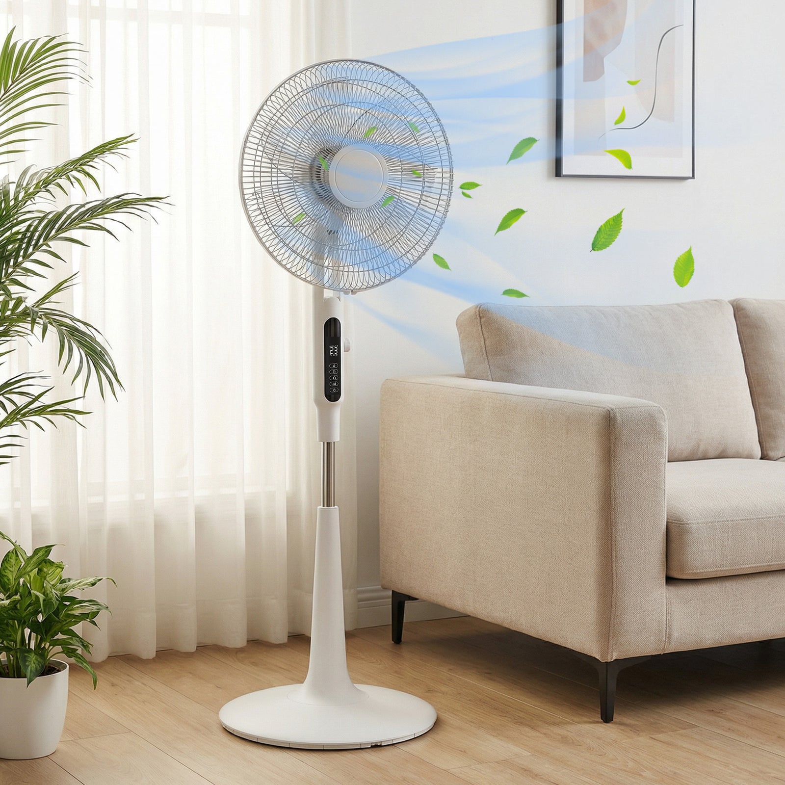 HOMCOM Standing Fan With 75 Degree Oscillation Mosquito Repellent Function