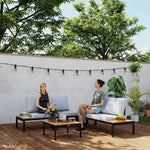 4 Seater Garden Corner Sofa Set W/ Removable Thick Cushions | Tan
