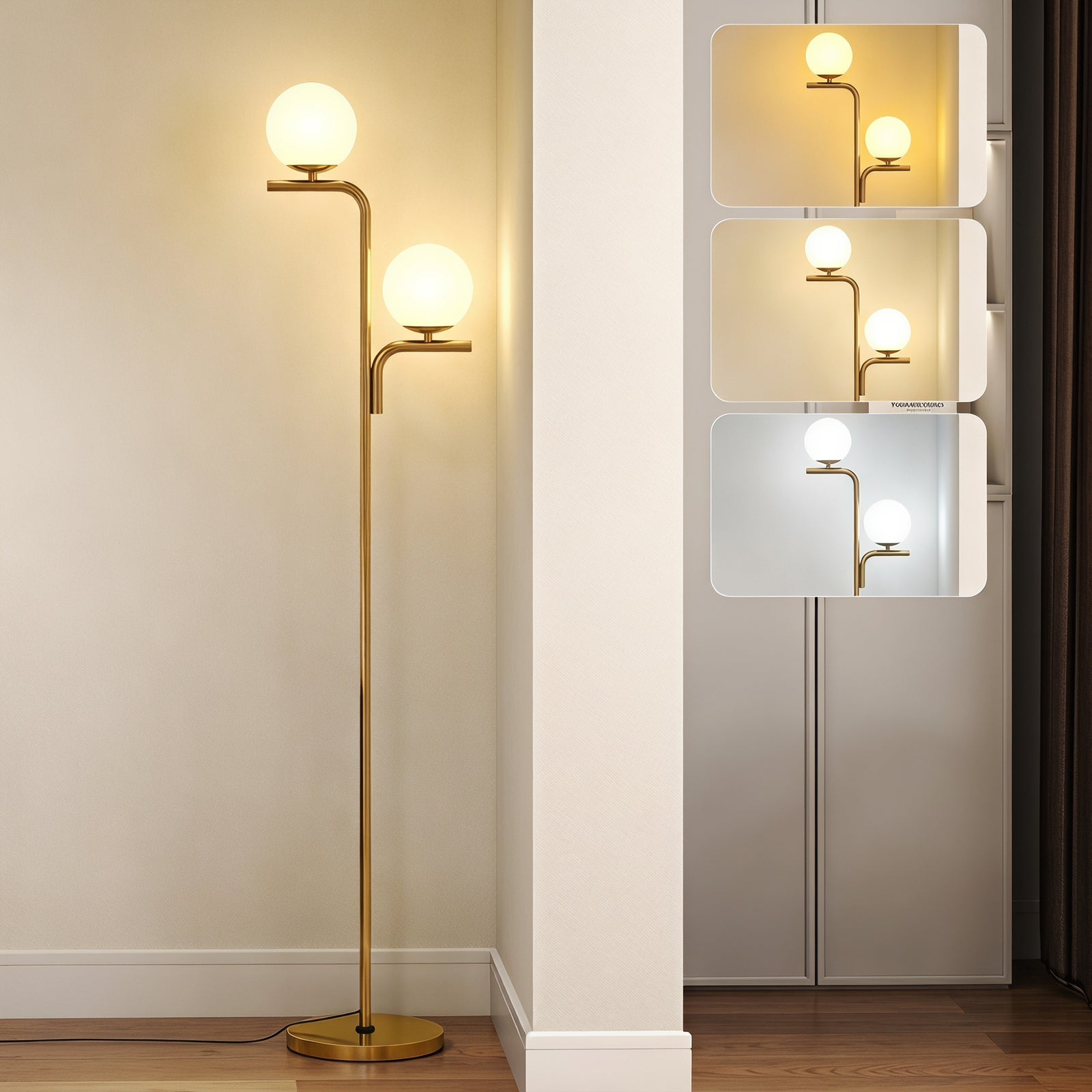 Floor Lamp With 3 Colour Temperatures, Modern Standing Lamp | Gold