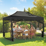 3 X 4.5 M Pop Up Gazebo With Mesh, Heavy Duty Party Tent Marquee | Black