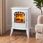 Freestanding Electric Fireplace Stove With Led Flame, 2000w | White