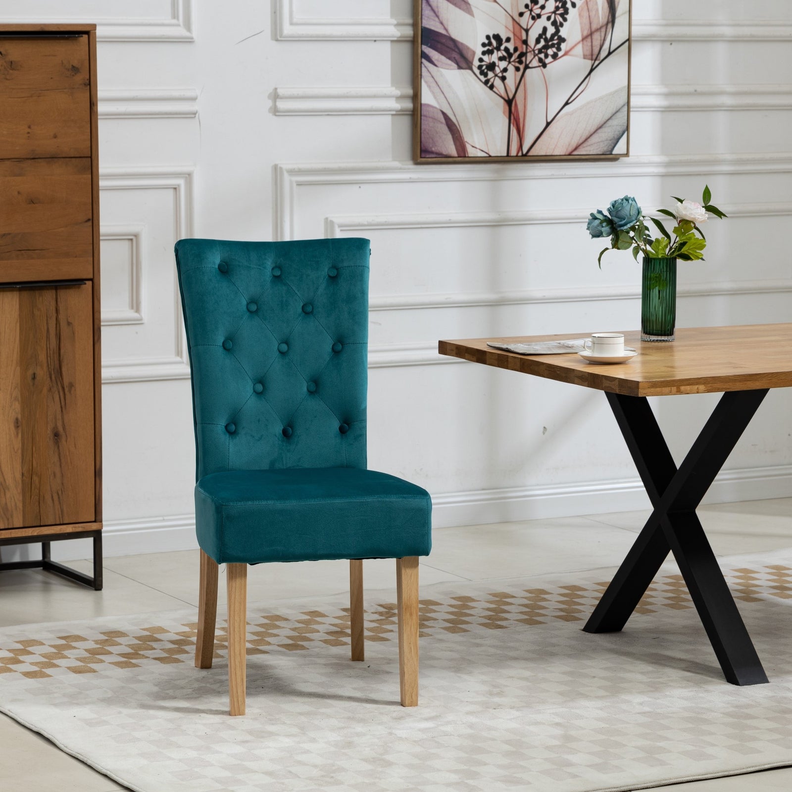 Set Of 2 Pienza Velvet Dining Chairs | Teal