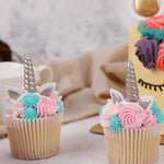 Large Unicorn Cake Decoration  With 1 Horn, 2 Ears And 2 Eyelashes, Silver
