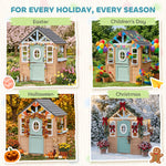 AIYAPLAY Playhouse For Kids, Wooden Wendy House With Pet Door, Play Kitchen
