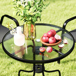 5 Pcs Garden Furniture Set, Round Table And Stackable Chairs | Black