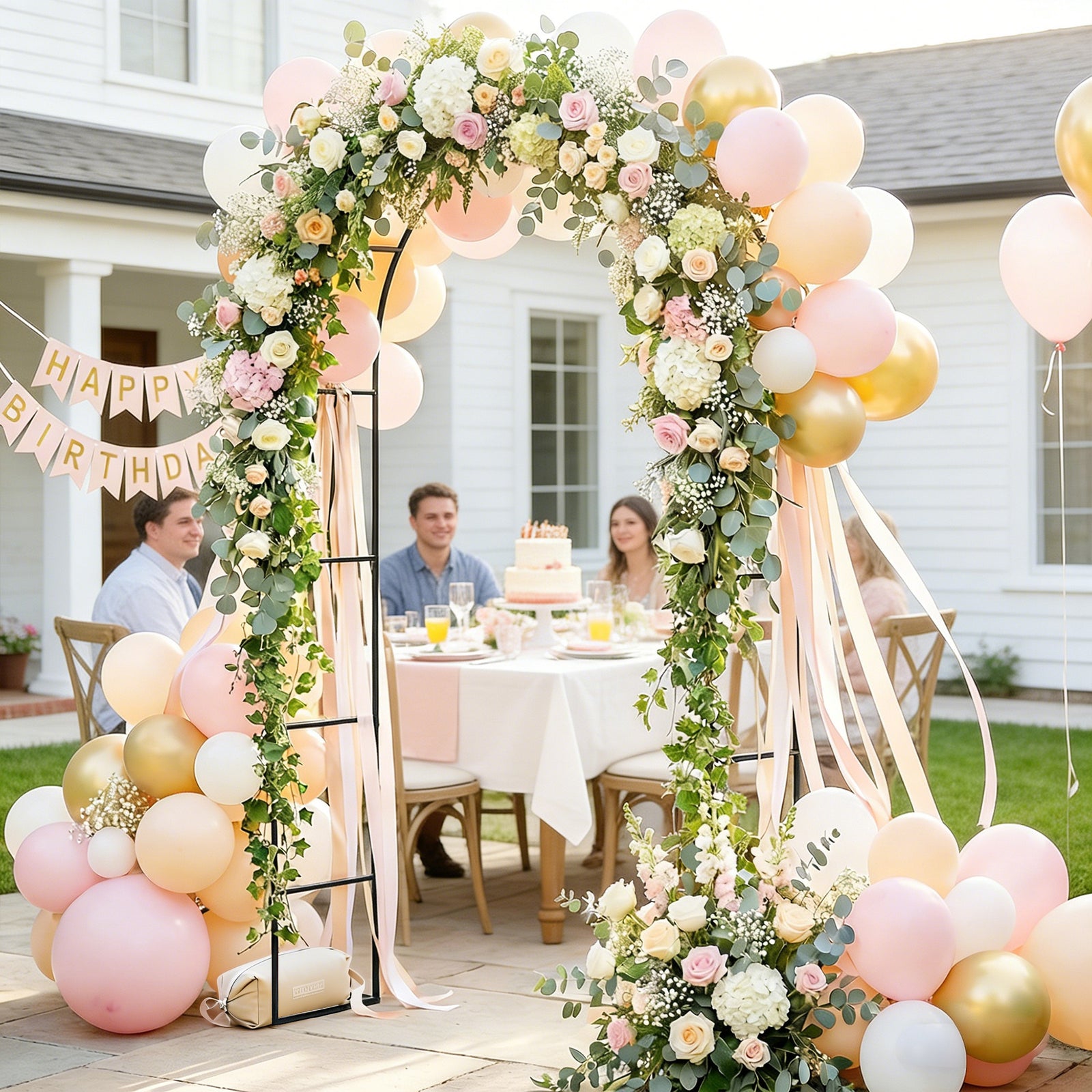 Outsunny Garden Arch, 2.4 M High X 1.5 M Wide Metal Outdoor Wedding Arch