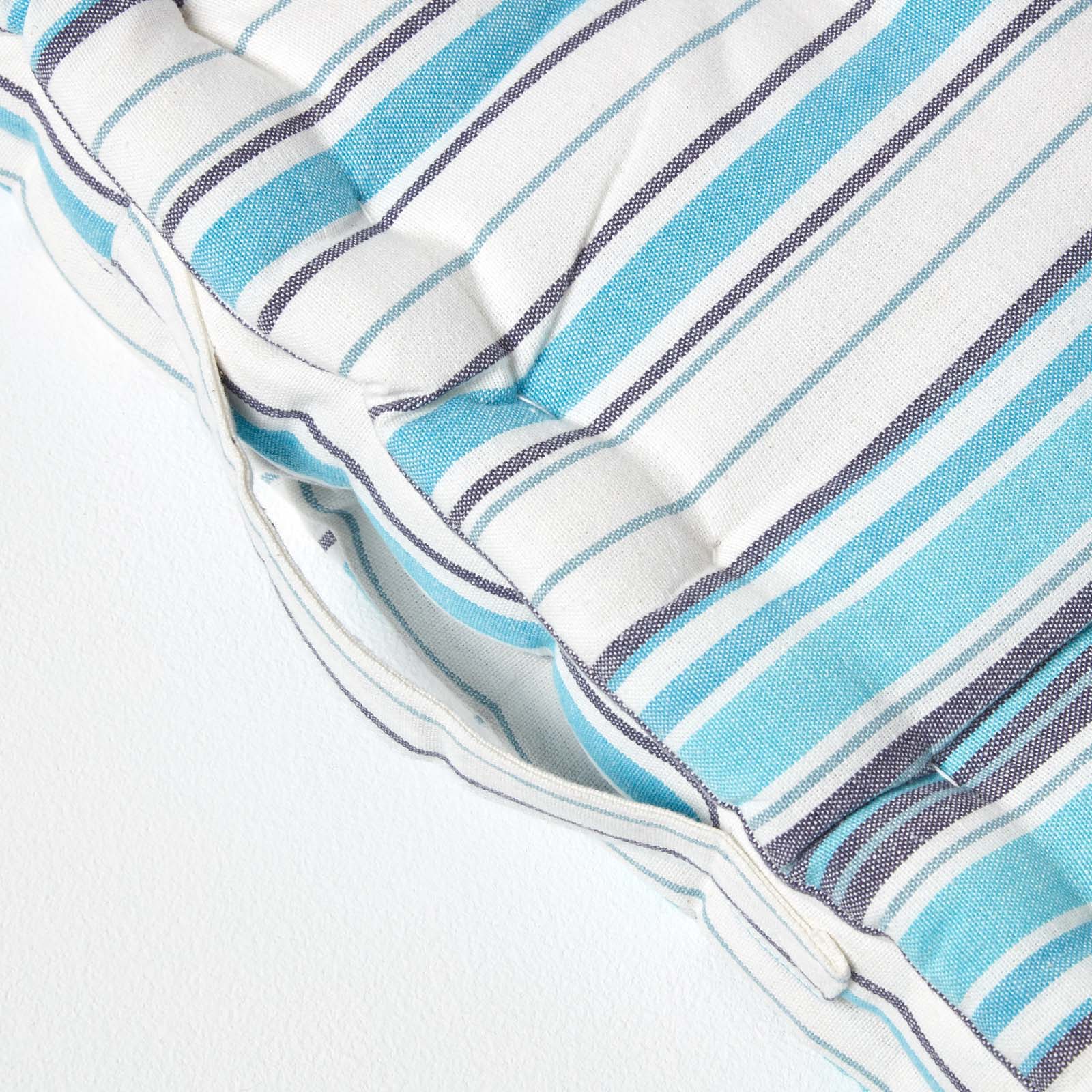 Cotton Striped Floor Cushion | 40cm x 40cm | Blue
