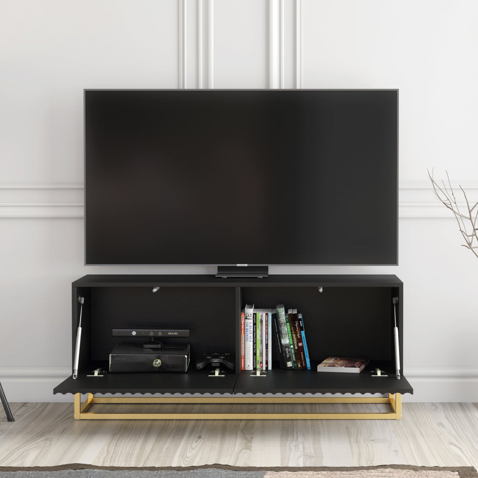 Ripple Tv Unit 100cm - Fluted Design | Large-Medium | Black