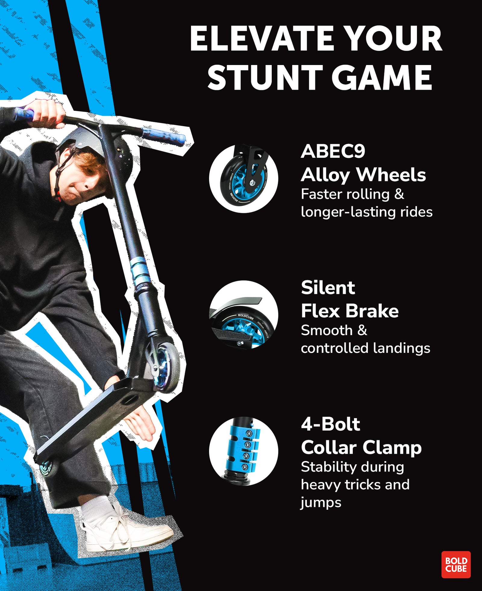 Deluxe Stunt Scooter | Cyan