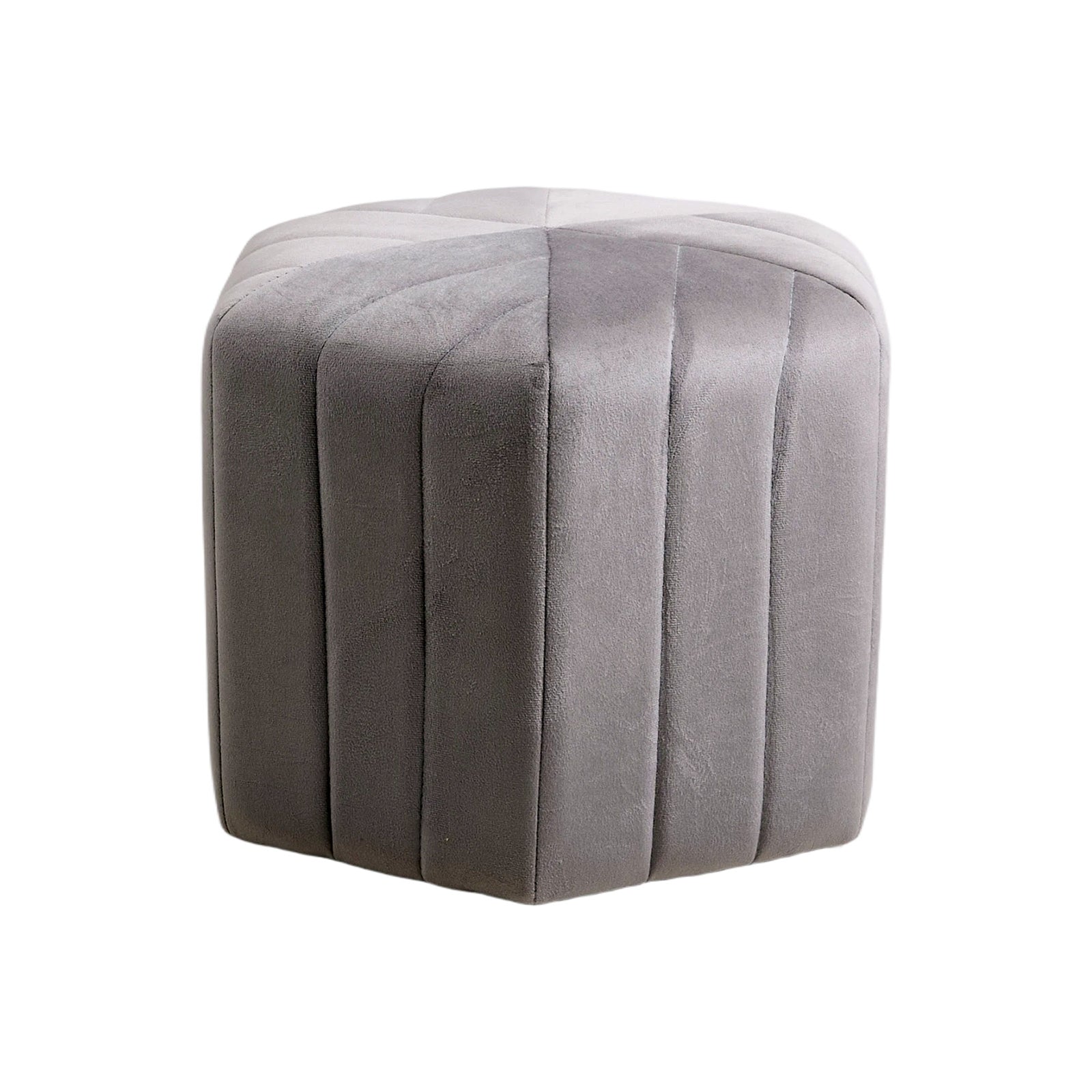 Breeins Hexagon Velvet Upholstered Footstool