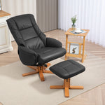 Recliner Armchair With Wood Base, Upholstered Reclining Chair | Black